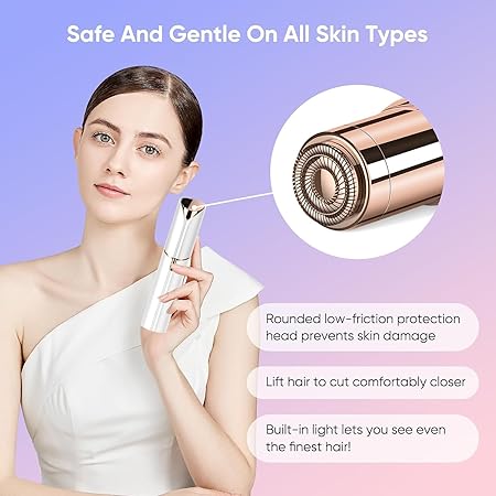 VIFERA Facial Hair Remover Machine For Women - Face, Chin, Cheek, Eyebrow, Upper Lip Hair Remover for Women, USB RECHARGEABLE Epilator Machine for Women (White) - View 4 of 5