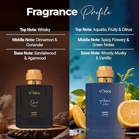 VOKKA Oud and Aqua Perfume Gift Set 2 x 100ml Unisex Eau De Parfum Long Lasting Woody Aquatic Scent for Men and Women - View 2 of 5