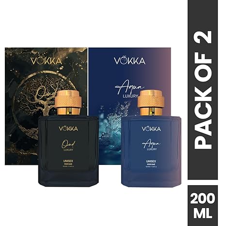 VOKKA Oud and Aqua Perfume Gift Set 2 x 100ml Unisex Eau De Parfum Long Lasting Woody Aquatic Scent for Men and Women - View 5 of 5