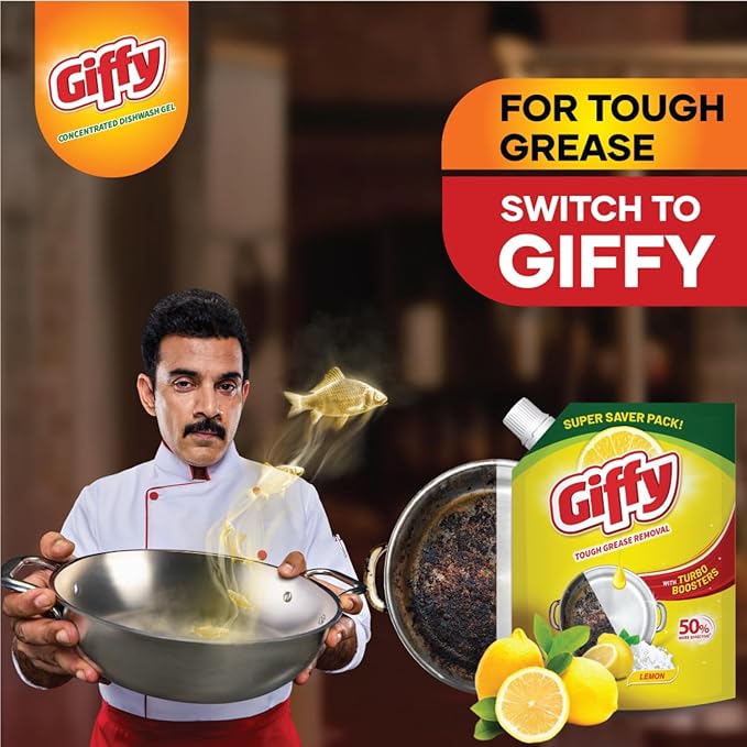 Giffy Liquid Dish Wash Gel 2L – Active Salt & Lemon  2X Faster Grease Removal Natural Fragrance odour-Free Easy Lather & Rinse No White Residue Gentle on Hands - View 3 of 4