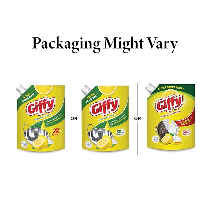 Giffy Liquid Dish Wash Gel 2L – Active Salt & Lemon  2X Faster Grease Removal Natural Fragrance odour-Free Easy Lather & Rinse No White Residue Gentle on Hands - View 4 of 4