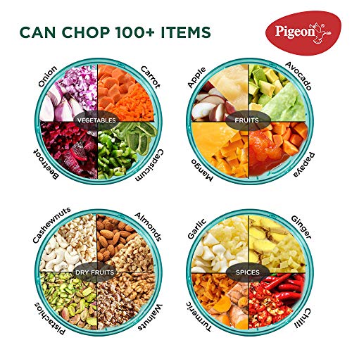 Pigeon Polypropylene Mini Handy and Compact Chopper with 3 Blades for Effortlessly Chopping Vegetables and Fruits for Your Kitchen (12420, Green, 400 ml) - View 3 of 5