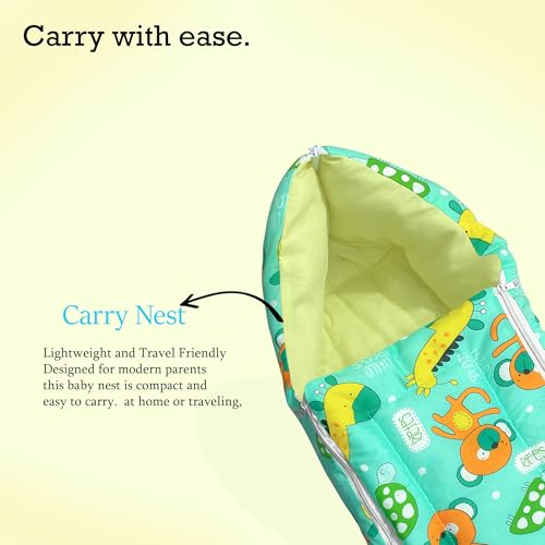 MOM & SON Baby Sleeping Bag for Newborns Soft & Cozy Infant Carry Nest | 3-in-1 Baby Wrapper, Sleeping Sack & Carrier | Sleeping Pod | Baby Bedding Set, Baby Portable Bassinet (0-6 Months, Green) - View 4 of 6