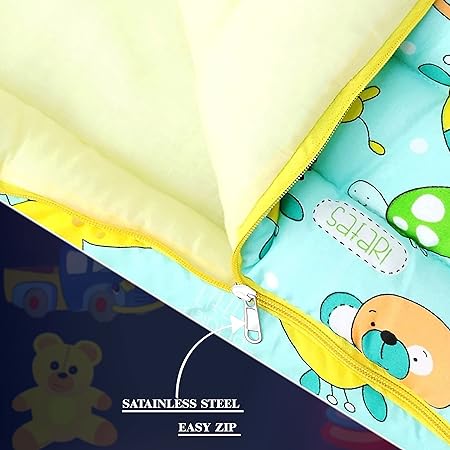 MOM & SON 2 in 1 Baby's Cotton Sleeping and Carry Bag (0-6 Months) (Green & Peach) - View 2 of 3