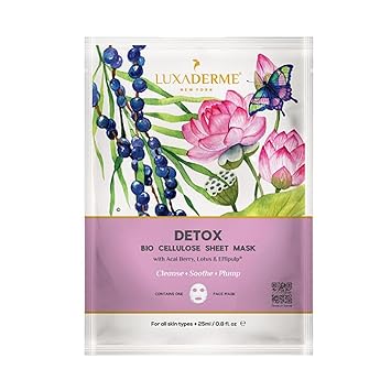 LuxaDerme Detox Bio Cellulose Sheet Mask Detoxifies and Firms Skin Anti Pollution All Skin Types 100 Percent Fermented Coconut Jelly Pack of 1 - View 6 of 7
