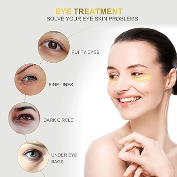 24K Gold Under Eye Patches – 60 Pcs Anti-Aging Collagen & Hyaluronic Acid Eye Mask for Dark Circles, Puffiness & Wrinkles - View 4 of 5