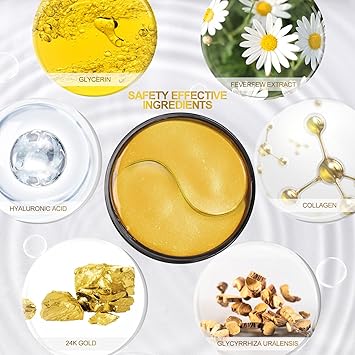 24K Gold Under Eye Patches – 60 Pcs Anti-Aging Collagen & Hyaluronic Acid Eye Mask for Dark Circles, Puffiness & Wrinkles - View 5 of 5