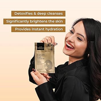 SOKORA K-Golden Glaze 24K Gold Sheet Mask Korean Glass Skin Formula with Niacinamide, Ginseng, Hyaluronic Acid, Rice Water & Gold Dust For a Revived, Radiant & Brighter Complexion - View 5 of 5