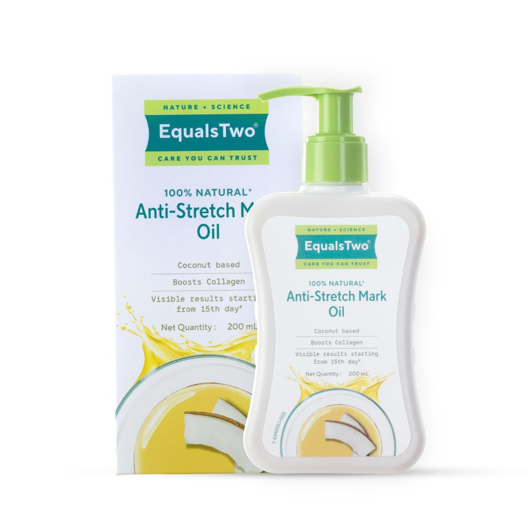 EQUALSTWO Anti Stretch Mark Oil 200ml 100% Natural Pregnancy Oil Enriched with Flaxseed and Oat Oil to Lighten Scars Dermatologically Tested No Parabens No Sulphates Pack of 1 - Related product