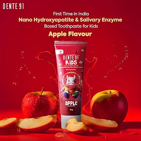 Dente91 Kids Toothpaste with Apple Flavour, Protects Against Dental Caries and Hypersensitivity, Fluoride Free, 45g - View 2 of 5