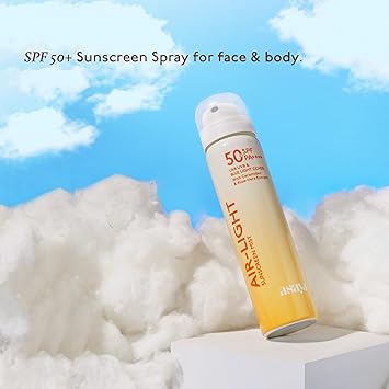 Asaya Air Light Sunscreen Spray SPF 50 PA++++ Broad-Spectrum UVA/UVB Protection with Ceramides & Aloe Vera nvisible, Non-Greasy & Alcohol-Free Cooling, Hydrating, Quick-Absorbing No White Cast For All Skin Types 75ml - View 2 of 4