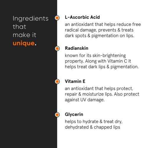 Minimalist Lip Treatment Balm for Pigmented & Dark Lips | 8% L-Ascorbic Acid with Vitamin E, Radianskin & Glycerine , For Women & Men , 12 g - View 4 of 5