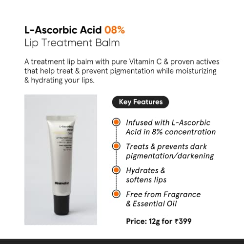 Minimalist Lip Treatment Balm for Pigmented & Dark Lips | 8% L-Ascorbic Acid with Vitamin E, Radianskin & Glycerine , For Women & Men , 12 g - View 5 of 5
