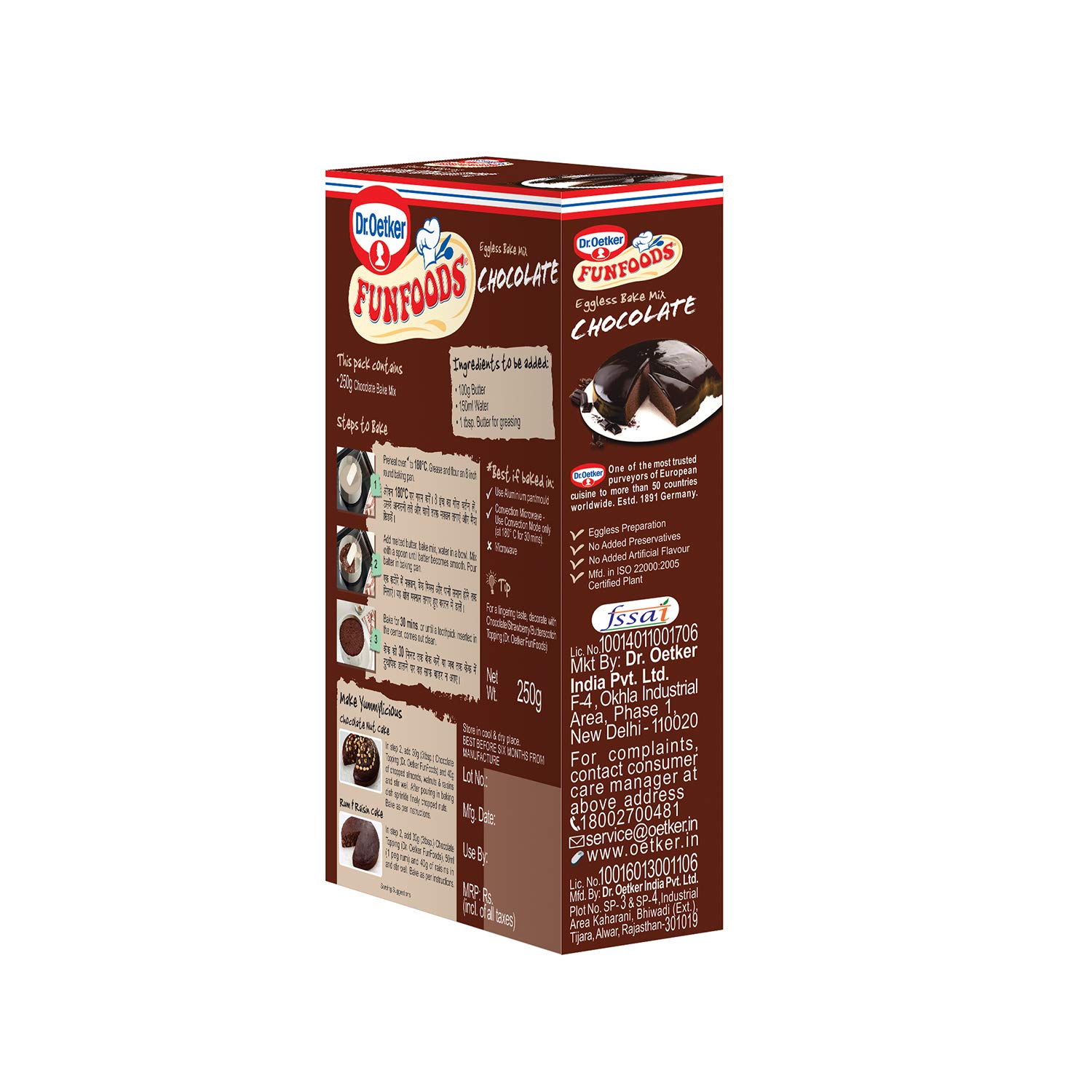 Dr. Oetker FunFoods Eggless Cake Mix Chocolate, 250gm, Chocolate - View 2 of 3