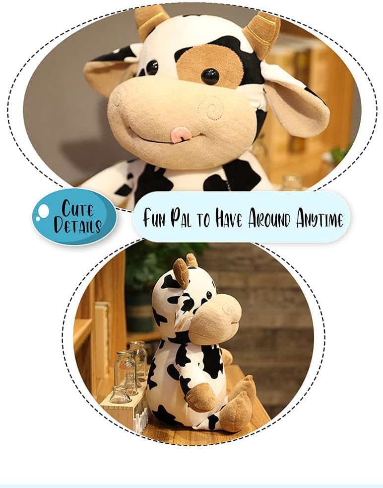 COOLBABY cow plush toy,16 inch stuffed animal throw plushie pillow doll,soft fluffy friend hugging cushion-present for every age and occasion - View 3 of 4
