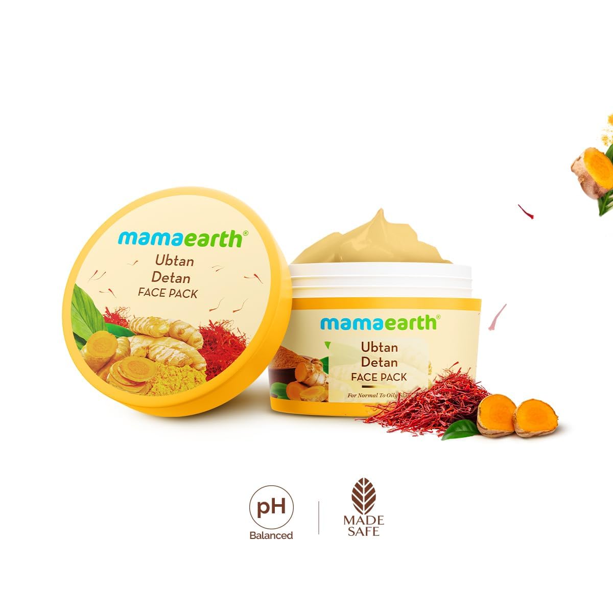 Mamaearth Ubtan Detan Face Pack with Turmeric & Saffron for Normal to Oily Skin 200 g | Natural, DIY-like Texture | Instantly Reduces Tan, Adds Glow | Clay Face Mask | Free From Harmful Chemicals - View 5 of 8