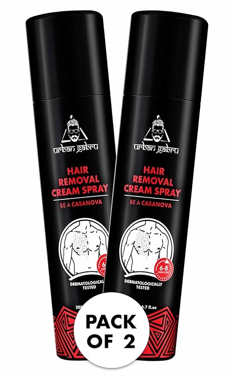urbangabru Men Hair Removal Cream Spray (200 Ml x 2) Painless Body Hair Removal Cream Spray For Chest, Back, Legs & Under Arms (200.00 Ml (Pack Of 2), White) - Related product