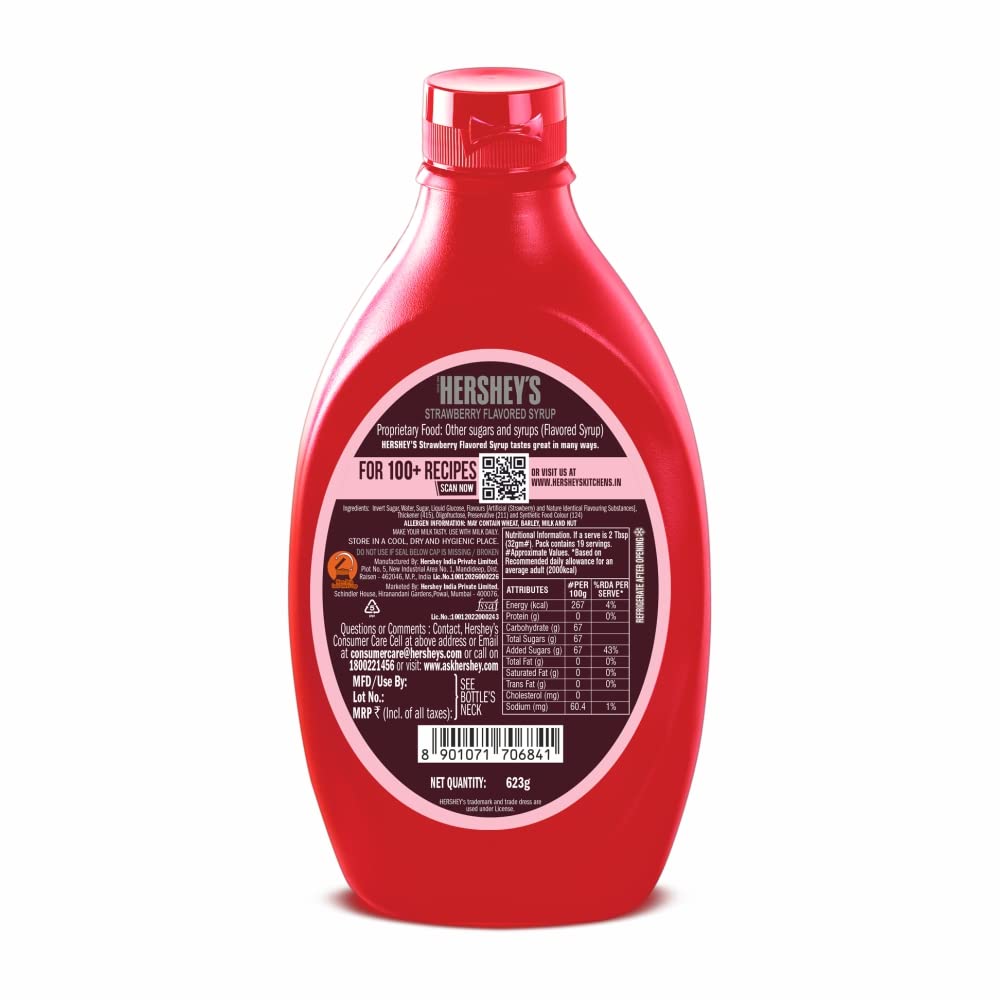 HERSHEY'S Strawberry Flavored Syrup | Delicious Strawberry Flavor | 623 G Bottle, Liquid - View 2 of 6