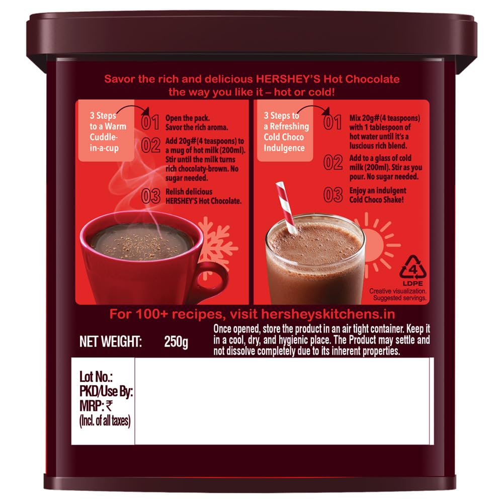 HERSHEY'S Hot Chocolate Drink Powder Mix, 250 g - View 2 of 3