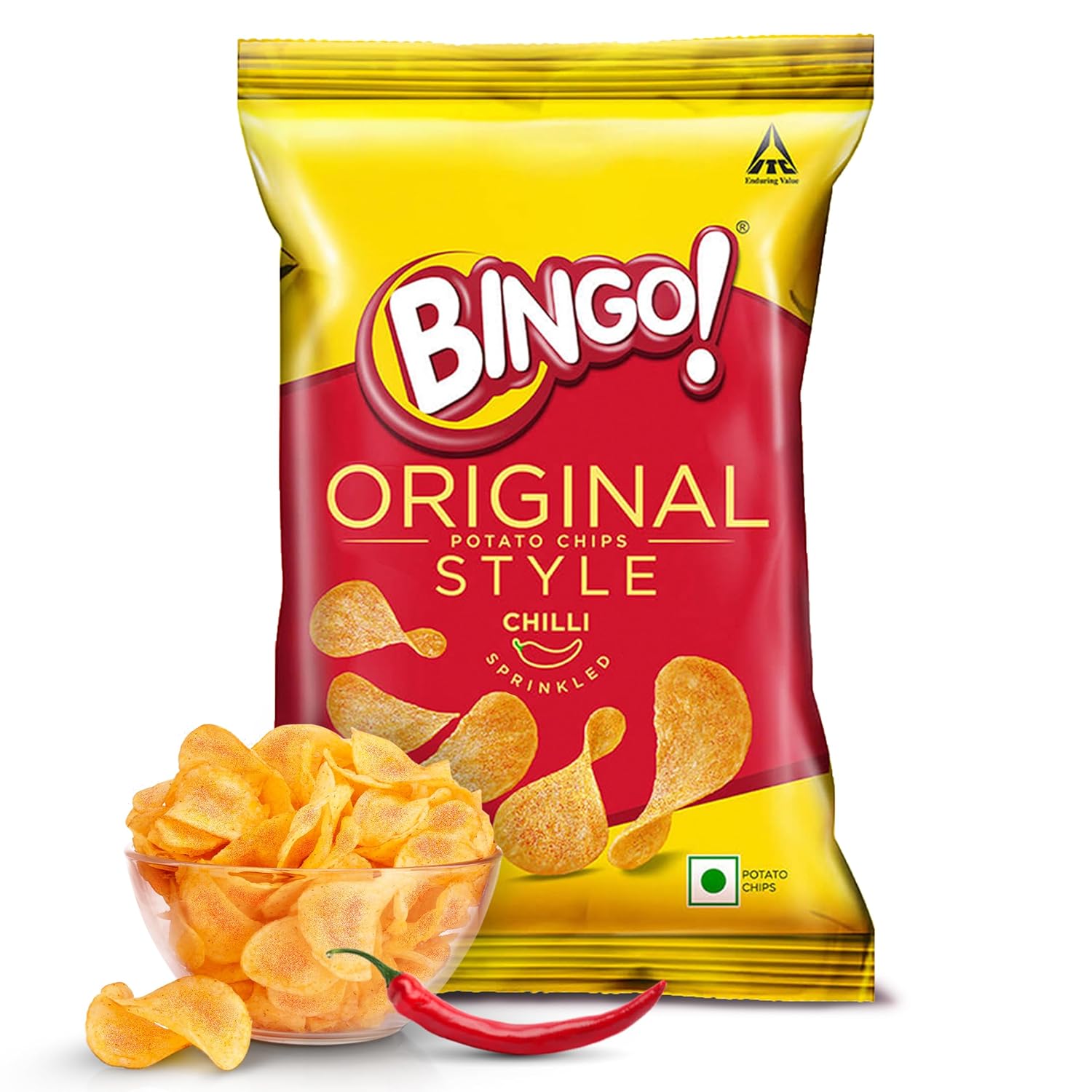 Bingo! Original Style Chilli Sprinkled - Flat Cut Spicy Potato Chips Pack for Snacks, 90g/85gram(Weight may vary) - Related product