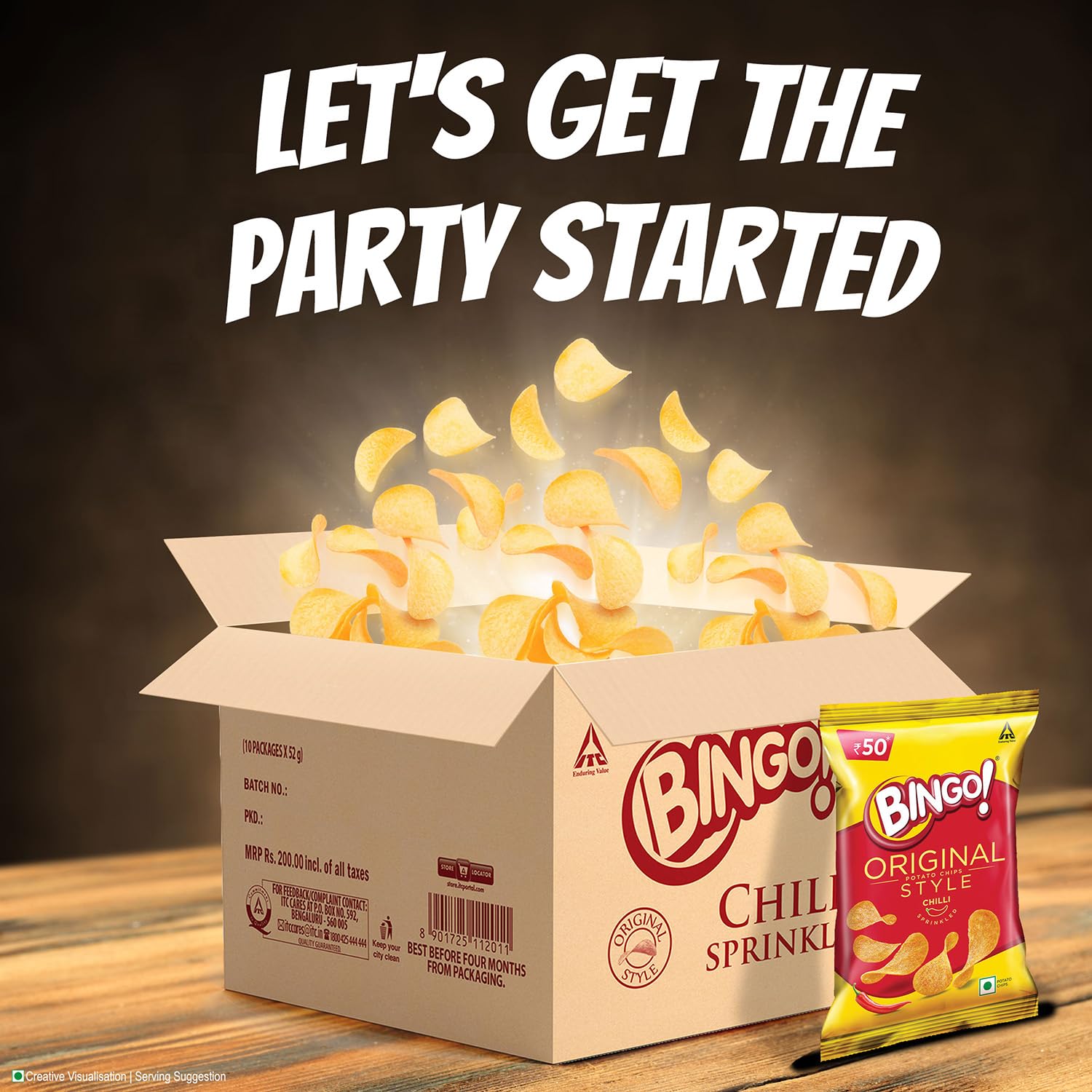 Bingo! Original Style Chilli Sprinkled - Flat Cut Spicy Potato Chips Pack for Snacks, 90g/85gram(Weight may vary) - View 4 of 7