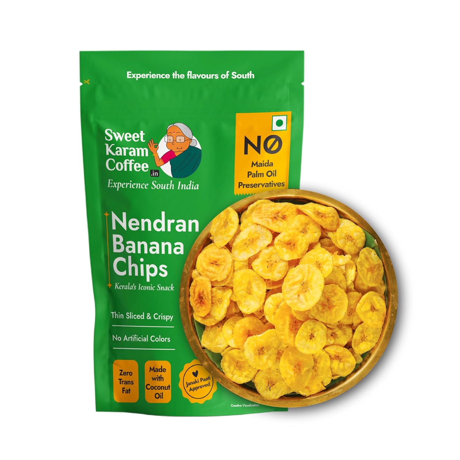 Sweet Karam Coffee Nendran Banana Chips – 95 grams | Made with 100% Coconut Oil | No Preservatives | Kerala Special Crispy, Thin Sliced Yellow Plantain Wafers | Healthy Tea Time Snack - Related product