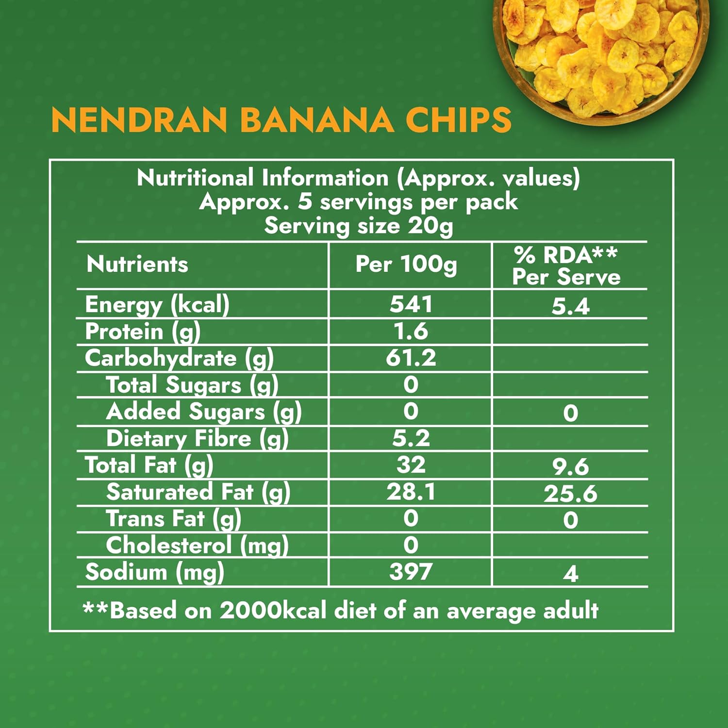 Sweet Karam Coffee Nendran Banana Chips – 95 grams | Made with 100% Coconut Oil | No Preservatives | Kerala Special Crispy, Thin Sliced Yellow Plantain Wafers | Healthy Tea Time Snack - View 5 of 6
