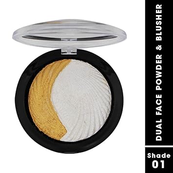 FASHION COLOUR Dual Face Powder & Blusher – Shade 1 , Highly Pigmented, Easy to Blend , Natural Glow for Cheeks & Highlighting , Suitable for All Skin Tones - View 3 of 3