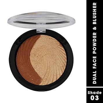 FASHION COLOUR Dual Face Powder & Blusher – Shade 3 , Highly Pigmented, Easy to Blend , Natural Glow for Cheeks & Highlighting , Suitable for All Skin Tones - View 2 of 3