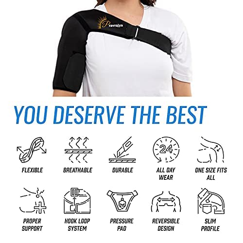Right Arm Shoulder Support Adjustable Neoprene Stretch Strap Wrap Belt Band Pads Gym Guard Brace Support Medical Posture Compression (X-Large) - View 2 of 5