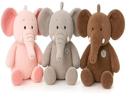 Cute Baby Elephant Soft Toy Set of 3 – Plush Pig Elephant Teddy Bears 25cm  Huggable & Cuddly Toys for Girls, Boys, Kids  Car Hanging & Birthday Gift - View 2 of 3