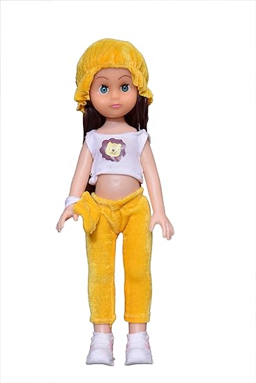 BKDT Marketing Cute Gorgeous Girl Doll – Alice Doll with Moveable Arms & Legs, Yellow and White Dress, Shoes, Hair, and Cap – Perfect Festival, Birthday, and Diwali Gift for Kids - View 3 of 3