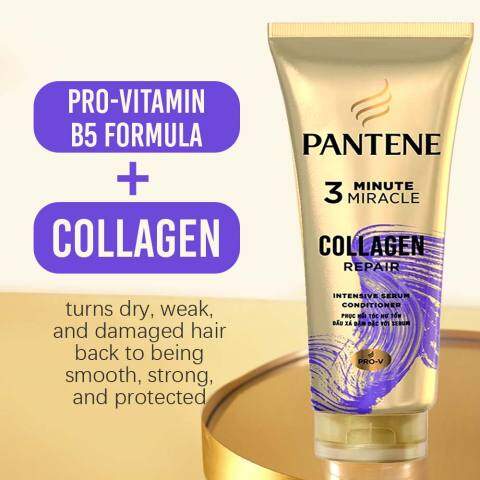 Pantene 3 Minutes Miracle Collagen Repair Conditioner – Intensive Serum Care, Repairs Damaged Hair, Strengthens & Smooths, Pro-V Nutrients, Fast Action in 3 Minutes, Shiny Healthy Hair - View 3 of 3