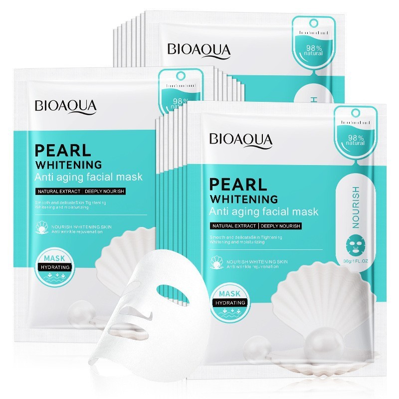 BIOAQUA Whitening Anti-Wrinkle Anti-Oxygen Anti-Aging Rejuvenating Facial Mask Moisturizing Hydrating Mask- Pearl(FROM MALAYSIA) - View 5 of 5