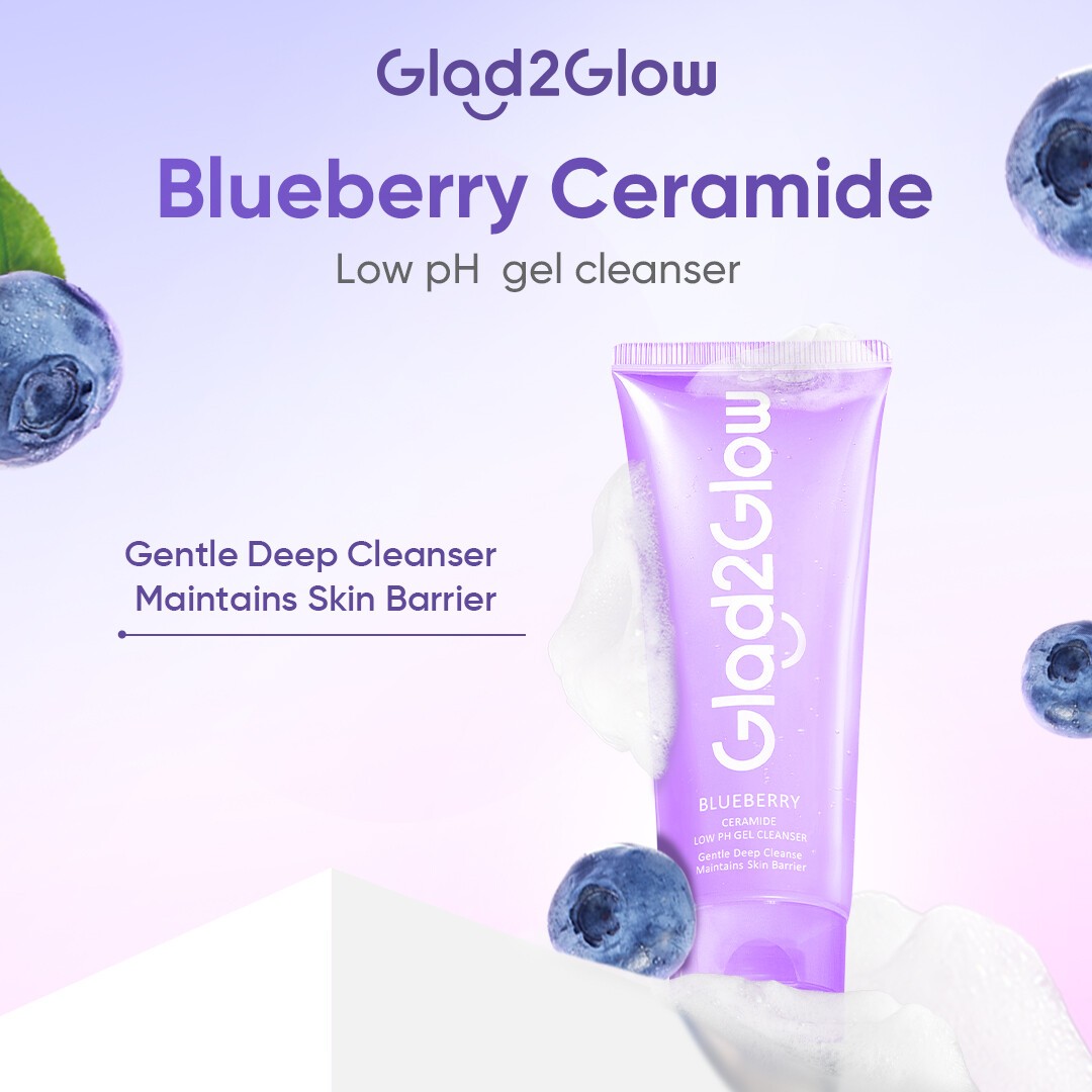 Glad2Glow Blueberry Ceramide Low Ph Gel Cleanser Facial Skincare facial wash Skincare hydrating gentle cleanser 70ml-3pcs(FROM MALAYSIA) - View 2 of 4