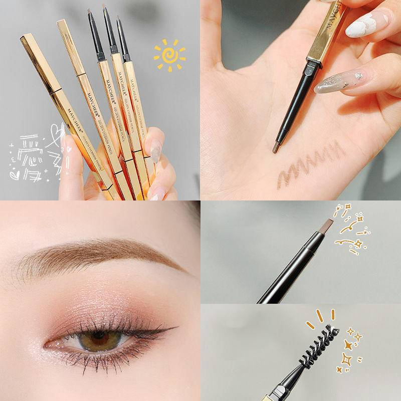 2-in-1 Automatic Rotating Waterproof Eyebrow Pencil with Brush, Long-Lasting Smudge-Proof Brow Definer, Triangle Tip Refill, Beginner-Friendly Precision Shaping Tool-05 - View 2 of 4