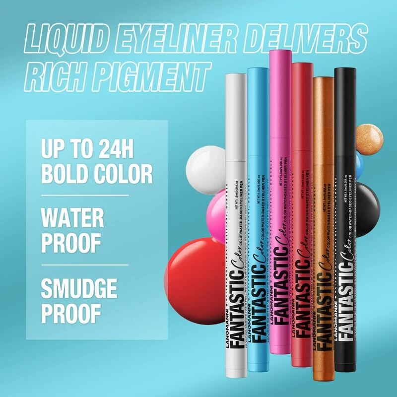 Matte Dark Red & White Liquid Eyeliner Pencil 12 Colors Quick-Drying Waterproof Smudge-Proof Long-Lasting Eye Makeup Cosmetic Precision Tip Bold & Smooth Application-03 - View 4 of 4