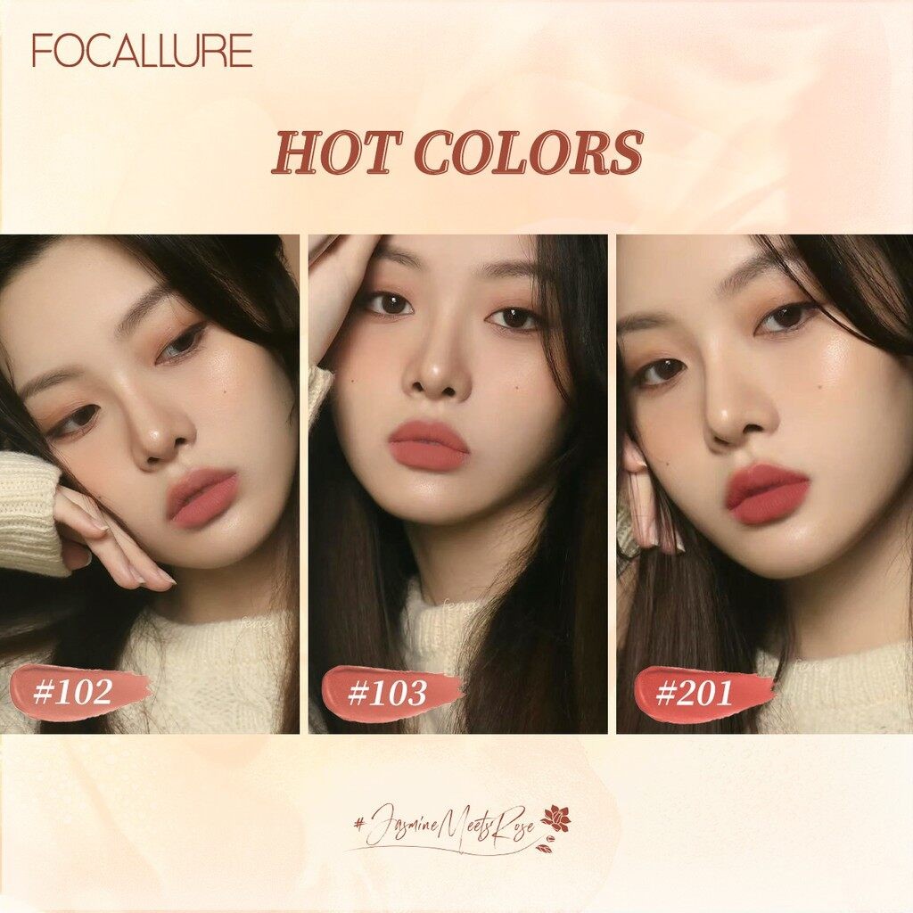 FOCALLURE FA203 Natural Jasmine Meets Rose Pure Matte Lipstick Long-Lasting Waterproof Soft Smooth Lipstick-301#(FROM MALAYSIA) - View 2 of 4