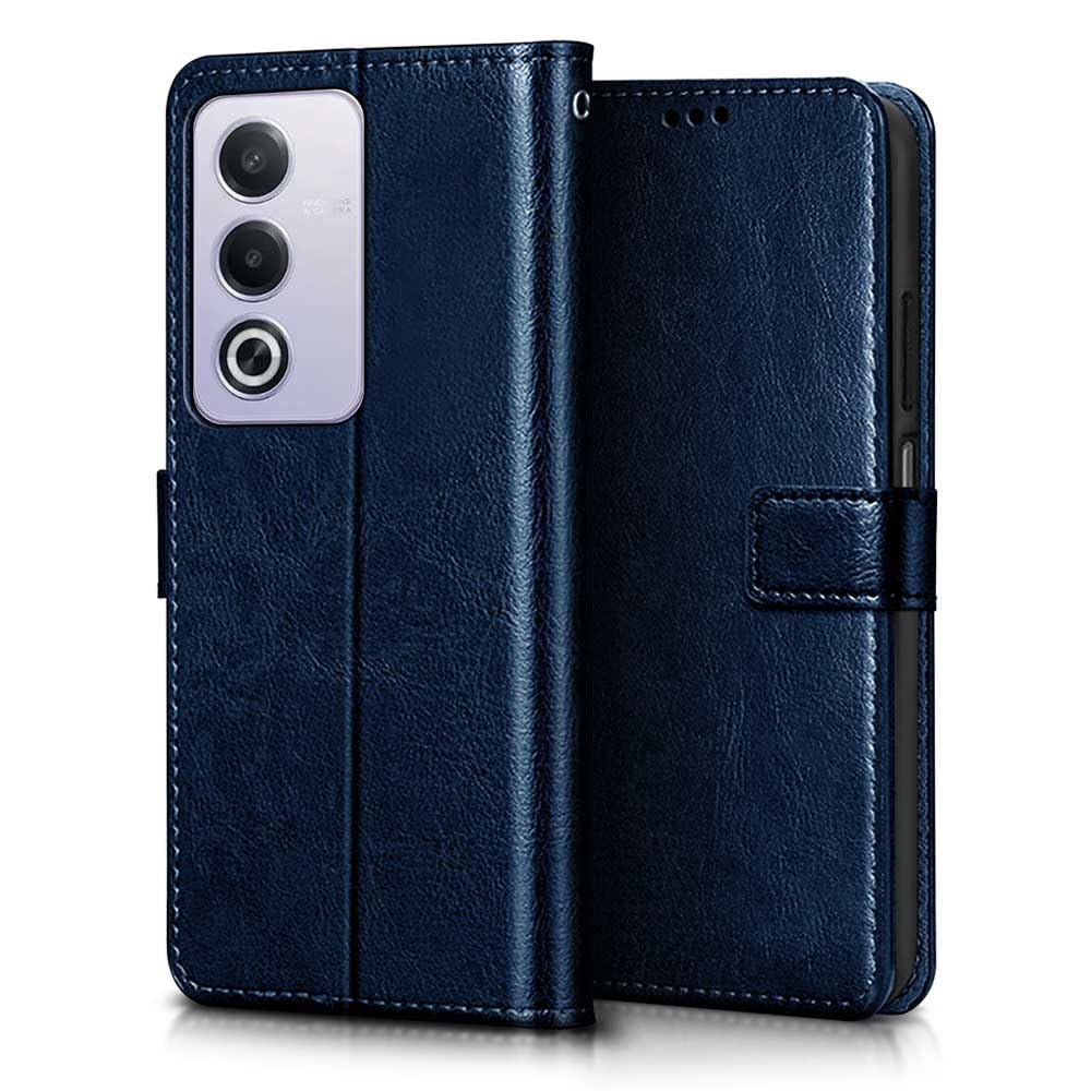 WOW IMAGINE Shock Proof Flip Cover Back Case Cover for Oppo A3 Pro 5G (Flexible | Leather Finish | Card Pockets Wallet & Stand | Blue) - View 3 of 3