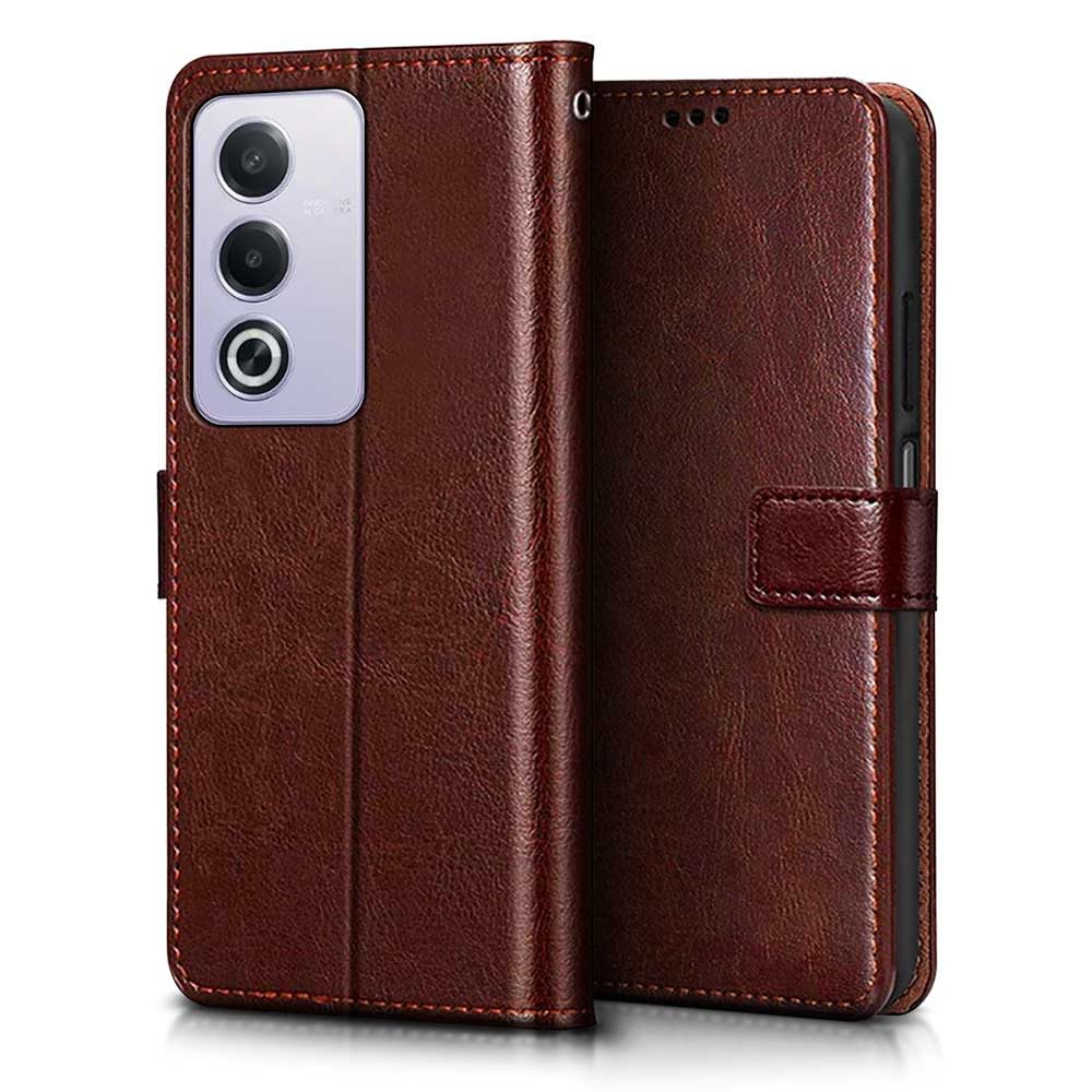 WOW IMAGINE Shock Proof Flip Cover Back Case Cover for Oppo A3 Pro 5G (Flexible | Leather Finish | Card Pockets Wallet & Stand | Chestnut Brown) (FROM INDIA FAAZ) - Shop at Colombo Mall