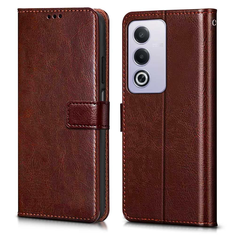WOW IMAGINE Shock Proof Flip Cover Back Case Cover for Oppo A3 Pro 5G (Flexible | Leather Finish | Card Pockets Wallet & Stand | Chestnut Brown) (FROM INDIA FAAZ) - View 3 of 3