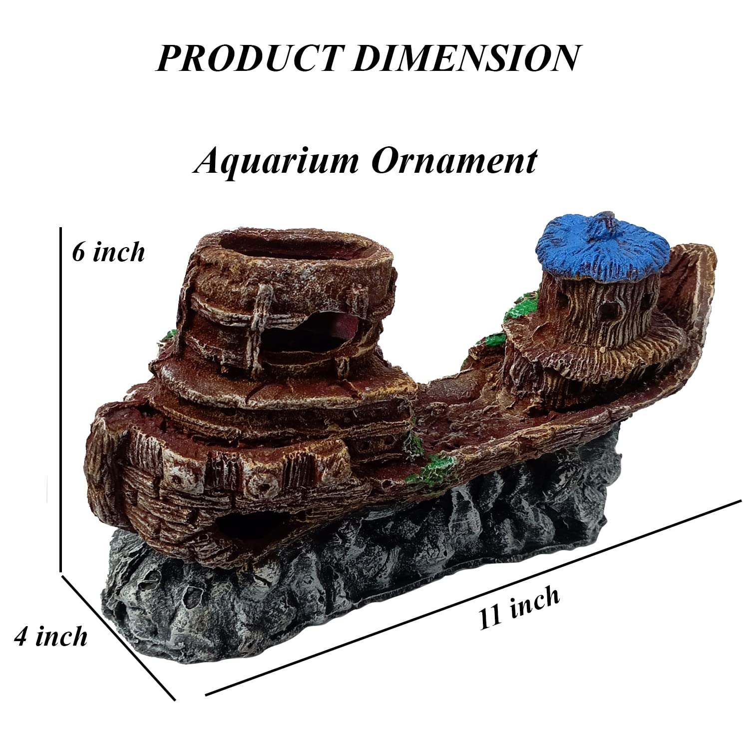Jainsons Pet Products Aquarium Decorative Ornaments for Fish Tank Decoration (Broken Boat) FROM INDIA(NUZ) - View 3 of 3