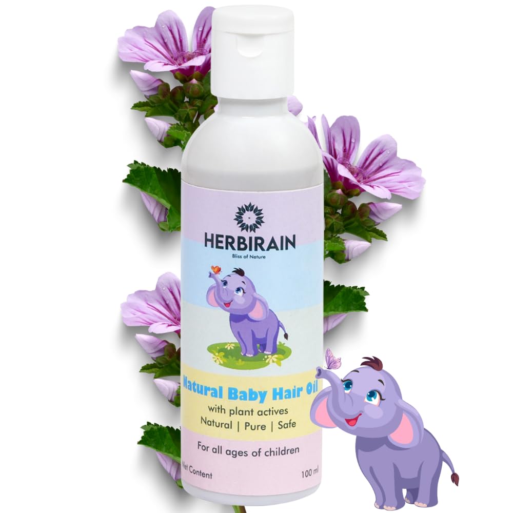 HERBIRAIN Nourishing Baby Hair Oil With Almond,Walnut Oil &amp; Cocunut milk 100 ml | Suitable Hair Oil For All Newborn &amp; Growing Kids | Non -Greasy Paraben Free, Sulphate Free (FROM INDIA) NUSS - Shop at Colombo Mall