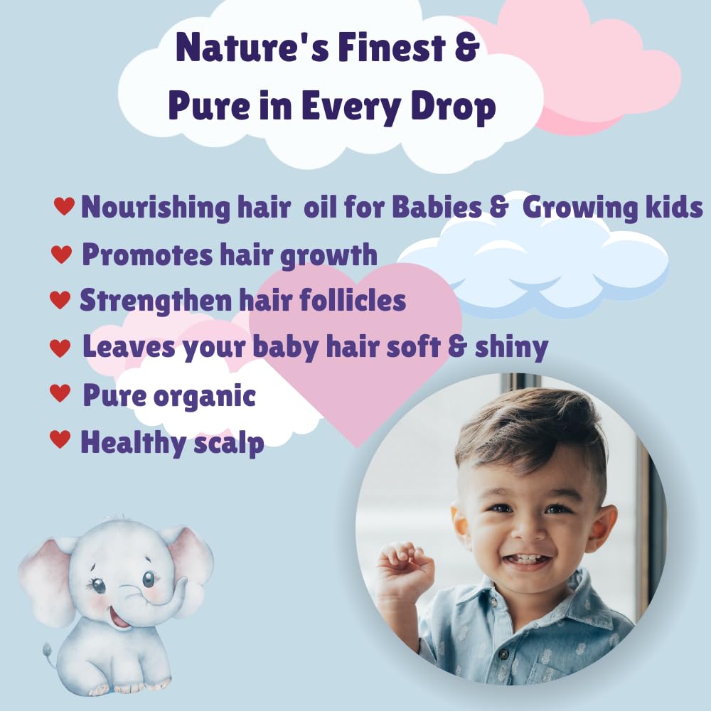 HERBIRAIN Nourishing Baby Hair Oil With Almond,Walnut Oil &amp; Cocunut milk 100 ml | Suitable Hair Oil For All Newborn &amp; Growing Kids | Non -Greasy Paraben Free, Sulphate Free (FROM INDIA) NUSS - View 2 of 3