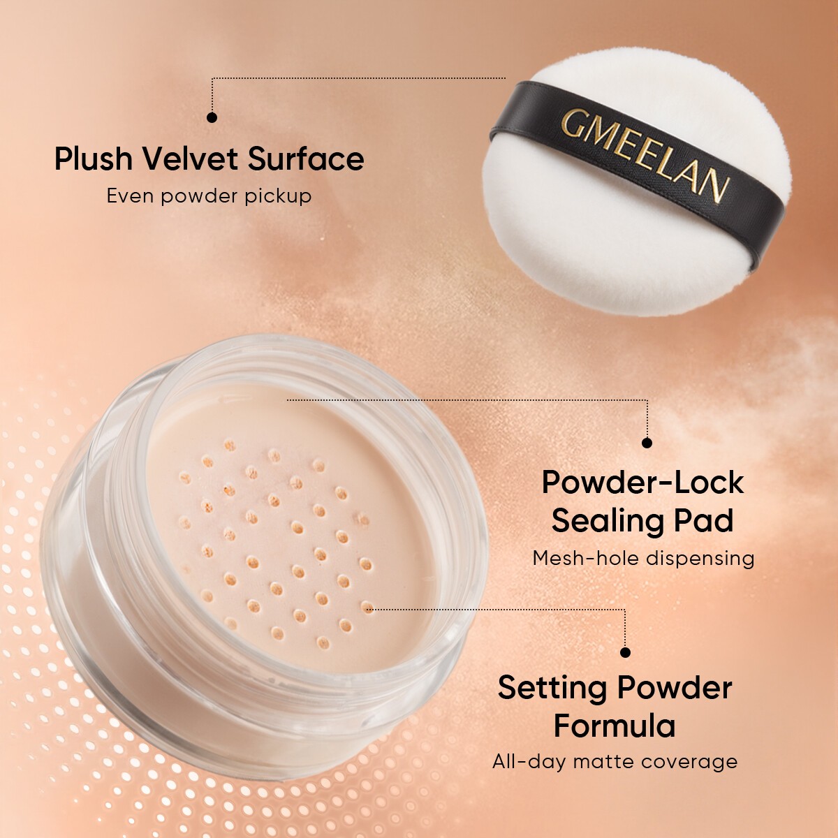 GMEELAN Black Truffle Zinc Pca Antioxidant Compact Loose Powder Oil Control Perfect Setting Long-Lasting Makeup- 01 Translucent(FROM MALAYSIA) - View 3 of 4
