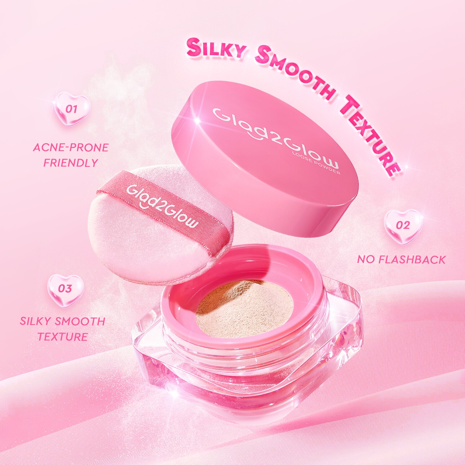 Glad2Glow Perfect Blur&Cover Loose Powder Oil Control Long-Lasting Matte Flawless High coverage-03-HONEY(FROM MALAYSIA) - View 2 of 4