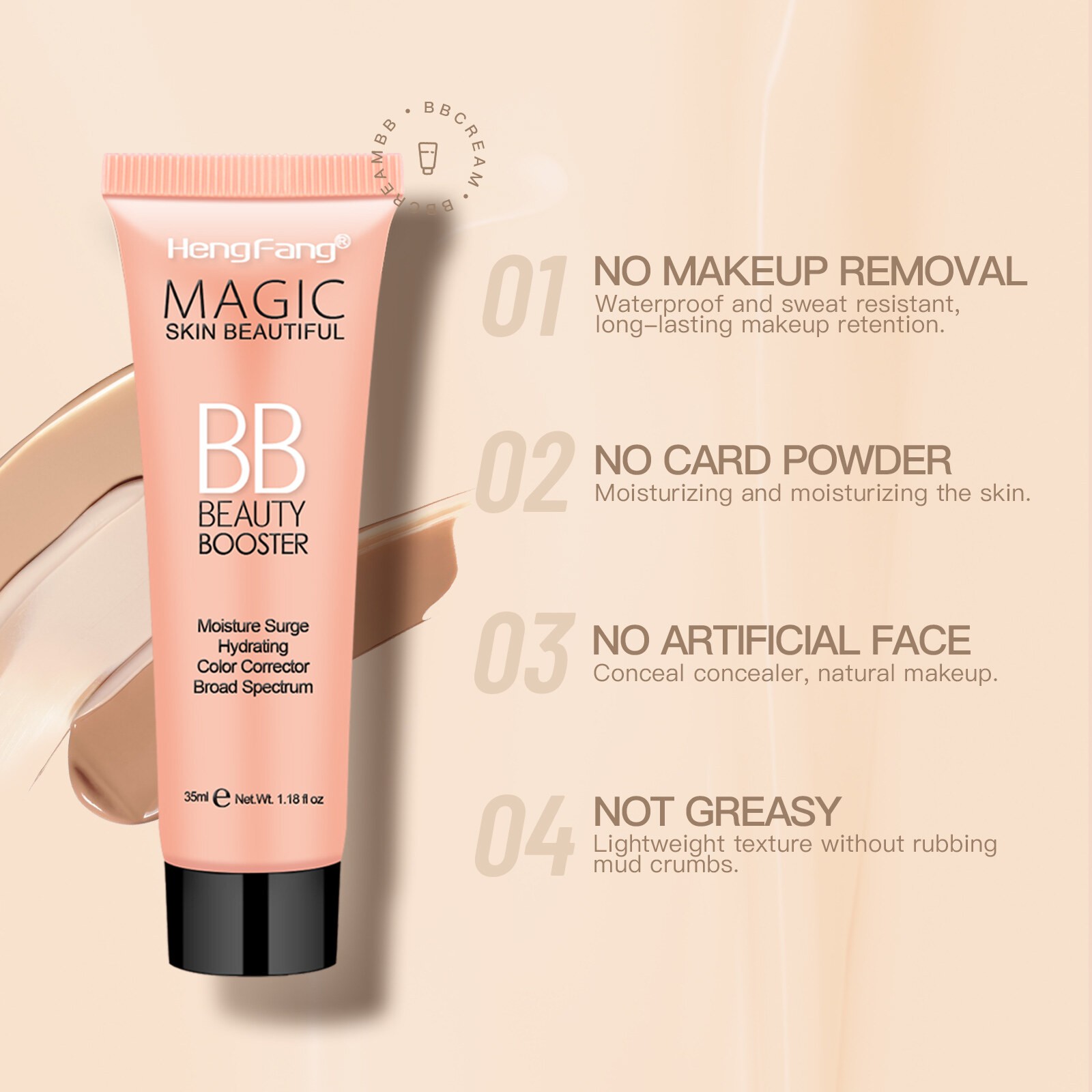 HengFang Moisten Magic Skin Beautiful BB Cream 3 Colors 35ml Face #H8441- 01 Ivory(FROM MALAYSIA) - View 3 of 4