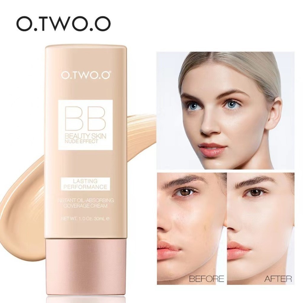O.TWO.O 30ML Perfect Full Cover Nude Makeup BB Cream 30ml Foundation Makeup Natural Traceless Concealer Repair Brighten Skin Tone 4 Colors-  brush(FROM MALAYSIA) - View 4 of 4