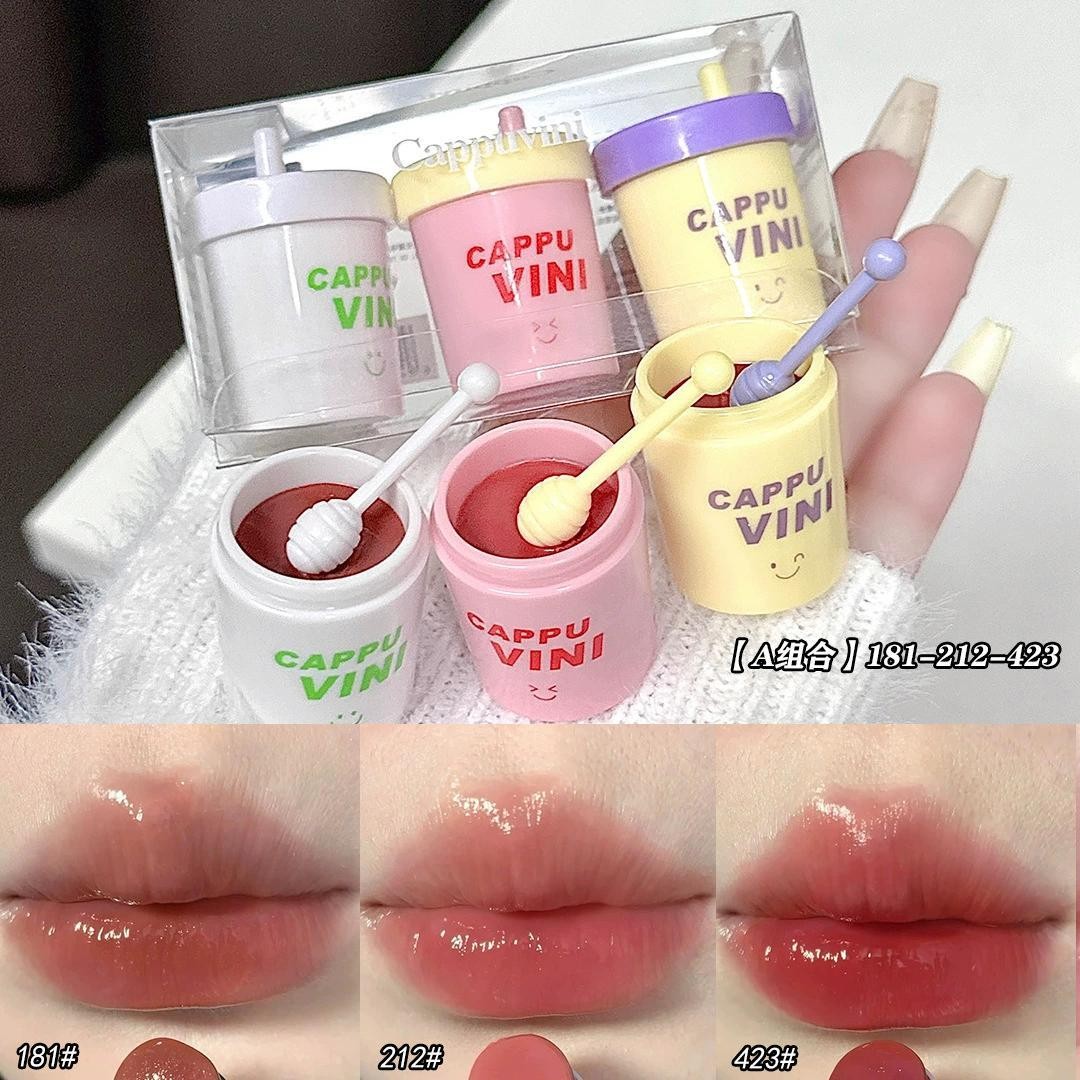 HKHO Milk Tea Cup Solid Lip Gloss Mirror Water Lipstick Jelly Moisturizing Non-stick Cup Bean Paste Color Female Lipstick- 212#(FROM MALAYSIA) - View 2 of 3