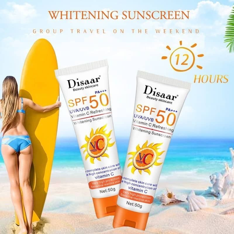 Disaar SPF 50+ Moisturising Sunscreen Cream – Hydrating Sunblock for Face and Body, Broad Spectrum UVA UVB Protection, Lightweight Non-Greasy Formula, Long Lasting Daily Sun Care for Soft, Protected Skin - View 2 of 3